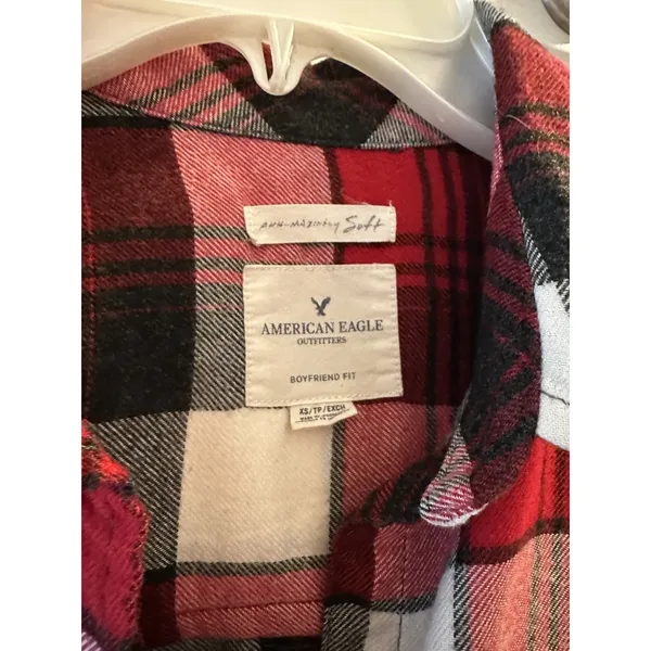 American Eagle Outfitters Ahh-mazingly Soft Flannel Classic Fit XS Red - Image 3