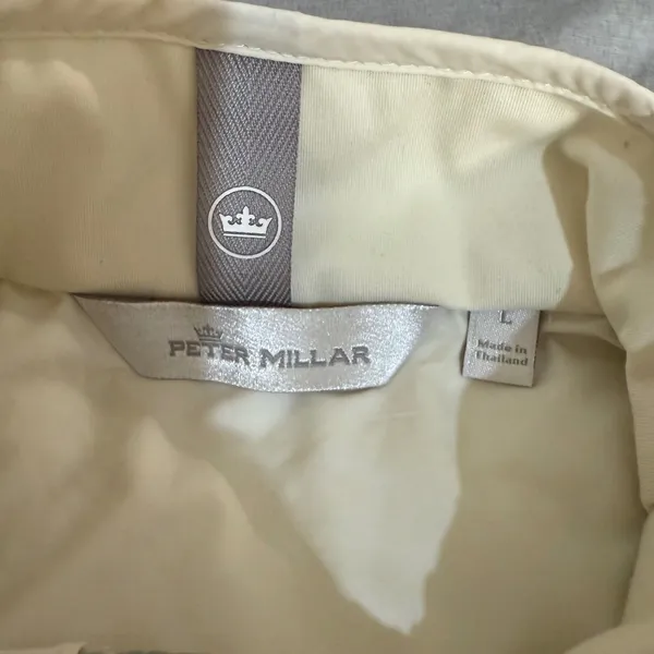Peter Millar Lizzie Hybrid Vest Womens Large Cream Gray Plaid Quilted Full Zip - Image 8