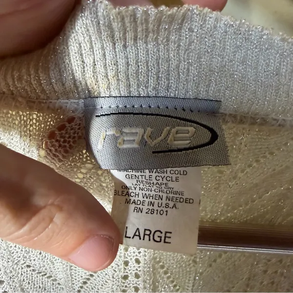 Rave Vintage Y2K Open Front Cropped Metallic Sweater Size XS - Image 3