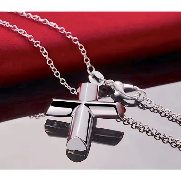 925 Sterling Silver Cross‎ Pendant Necklace, 16-18” - Image 4