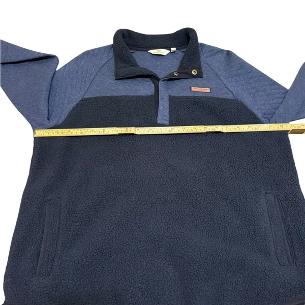 Vineyard‎ Vines Mixed Media Sherpa Shep Shirt Pullover in Blue Quilted Fleece L - Image 6