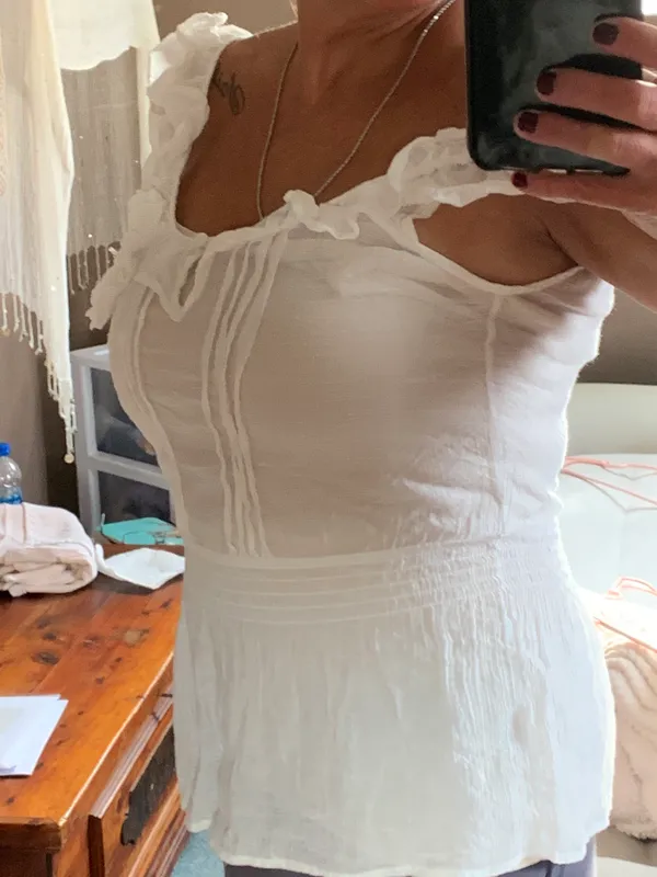 mine White Ruffled Strap Tank - Image 2