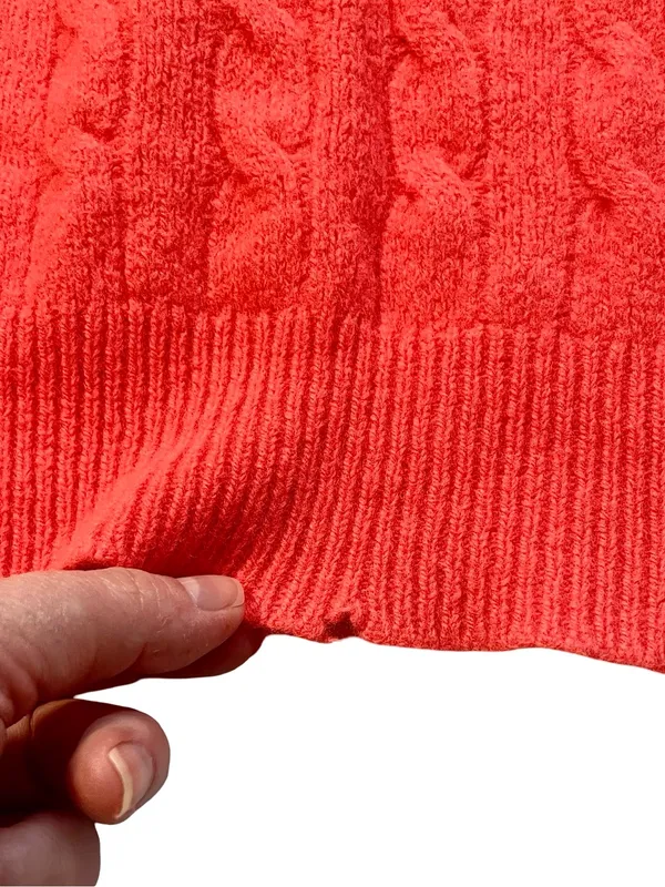 Polo Ralph Lauren Orange Cable Knit Cashmere Merino Wool Blend Sweater - Image 6