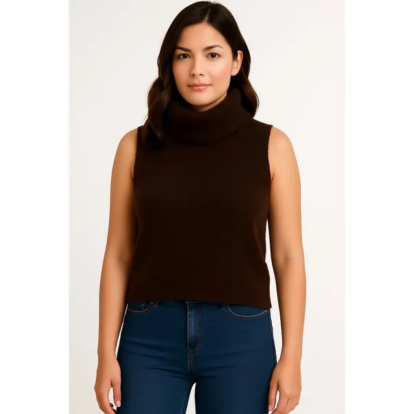 Jessica Simpson Brown Sleeveless Turtleneck Sweater Vest | Women’s M - Image 6