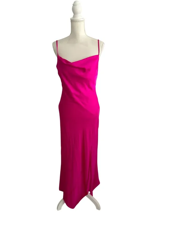 EXPRESS Pink Silky Maxi Slip Dress Size Small - Image 7