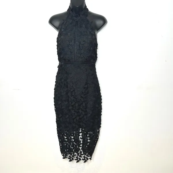 Bardot Lace Midi Dress Womens 4 XS‎ Black High Neck Floral Cocktail - Image 12