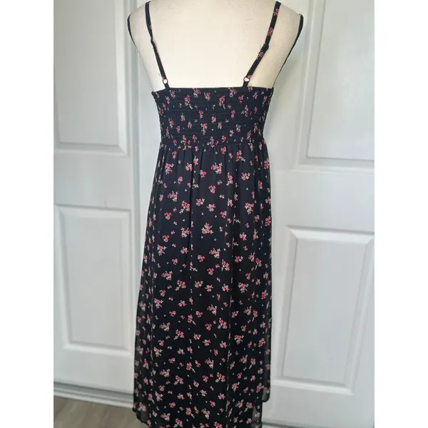No Boundaries Black‎ Floral Midi Slip Dress Small Smocked Back Cottagecore Boho - Image 4