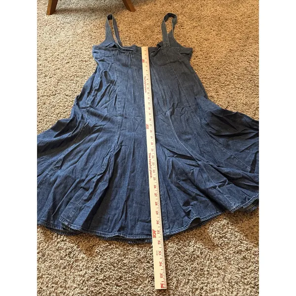 Vtg Ralph Lauren Jeans Company Midi Dress Sz 16 Blue Denim Trumpet Gored Western - Image 7
