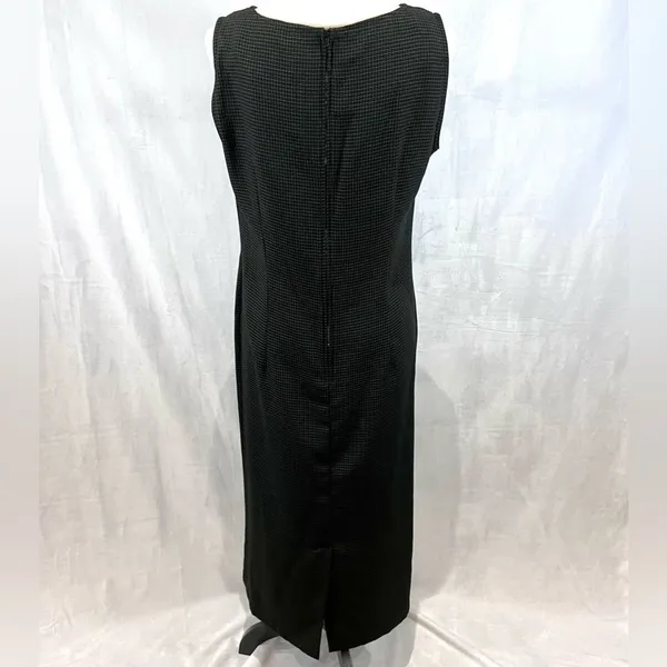 Vintage Sag Harbor black patterned dress maxi dress jacket suit size petite 10P - Image 8