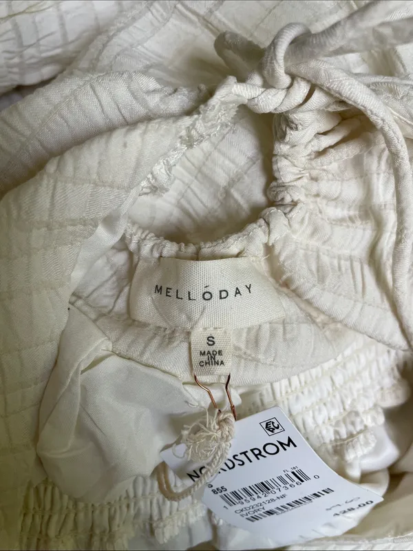 Nordstrom Cream Smocked-Waist Maxi Dress with Tie Shoulders - Image 4