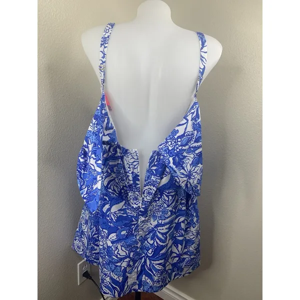 Lilly Pulitzer Haylan Cotton Dress Blue Tang Flocking Fabulous Fit Flare Sz 0 - Image 6
