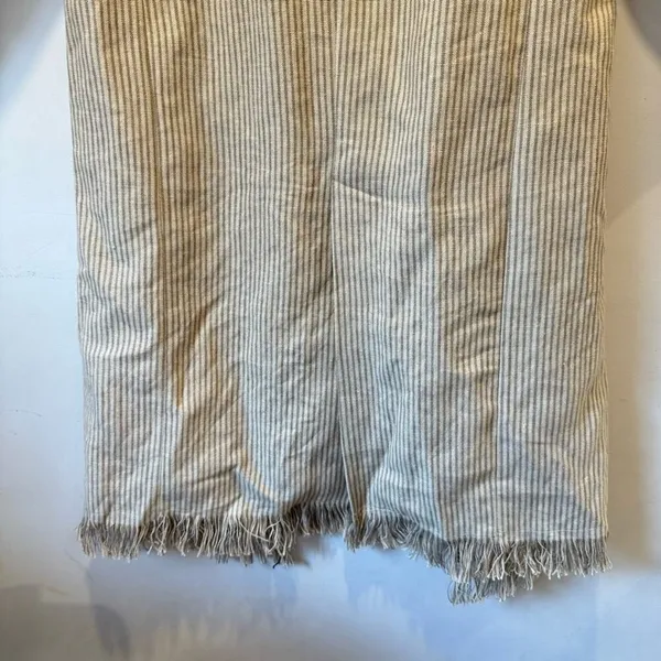 Zara Woman 100% Linen Striped Duster Coat Whipstitch Trim Beige XS Open‎ Front - Image 11