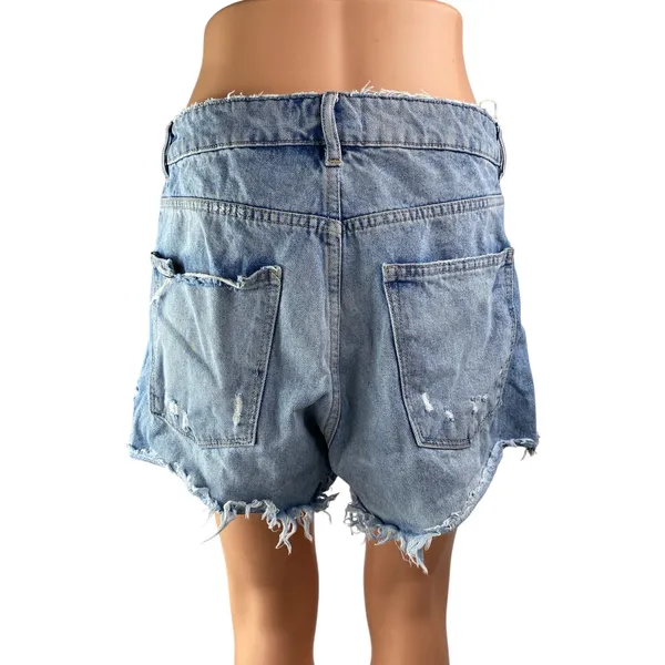 DL1961 Women's Blue Distressed High Waist Frayed Hem Cut Off Denim Shorts Sz 30 - Image 2