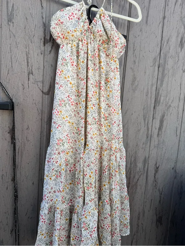 Triple 7 White Floral Halter Maxi Dress - Image 4