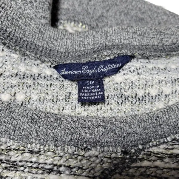 American Eagle Outfitters‎ Gray Speckled Knit Metallic Crewneck Sweater Size SP - Image 4