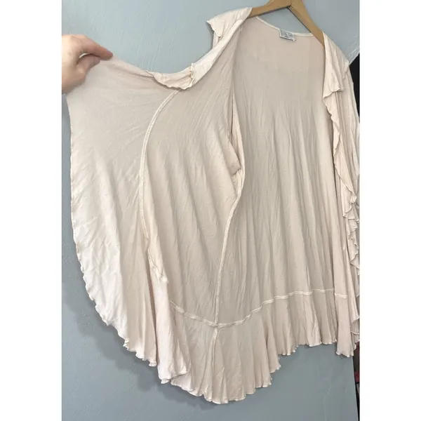 Romantic Cardigan Size XL Plus 1X ? Blush Pink Soft Knit Boho Feminine Ruffled - Image 3