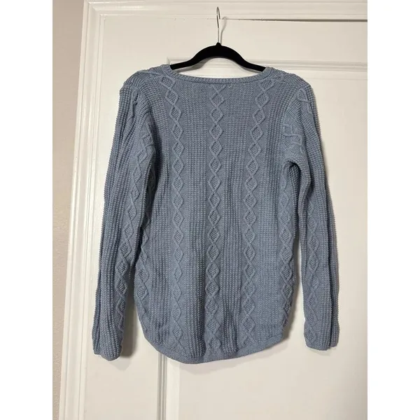 Jeanne Pierre 100% Cotton knit baby blue sweater - Image 3