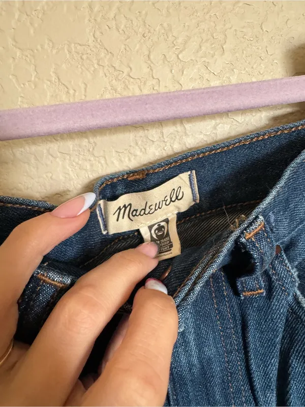 Madewell Baggy Straight‎ Jeans Sz 25 Worn Indigo Wash Dark Wash Hemp Blend NEW - Image 6