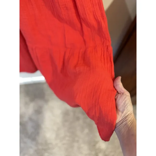 NWT Old Navy Fit & Flare Crinkle Gauze Tiered Maxi Dress Red Orange Bohemian - Image 5
