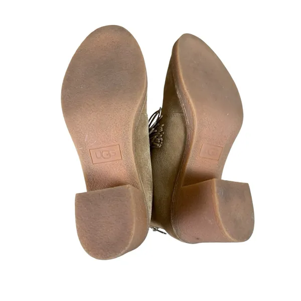 UGG‎ Brown Suede Tassel Ankle Boots Block Heel Boho Western 10 - Image 8