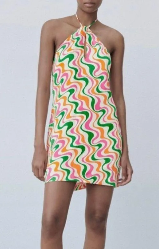Satin Effect Print Dress - Image 2