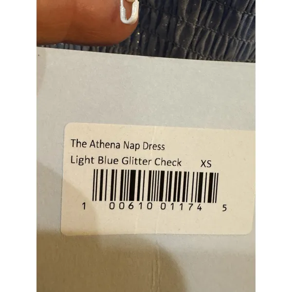 Hill House The Athena Nap Dress in Light Blue Glitter Check Size XS - Image 8