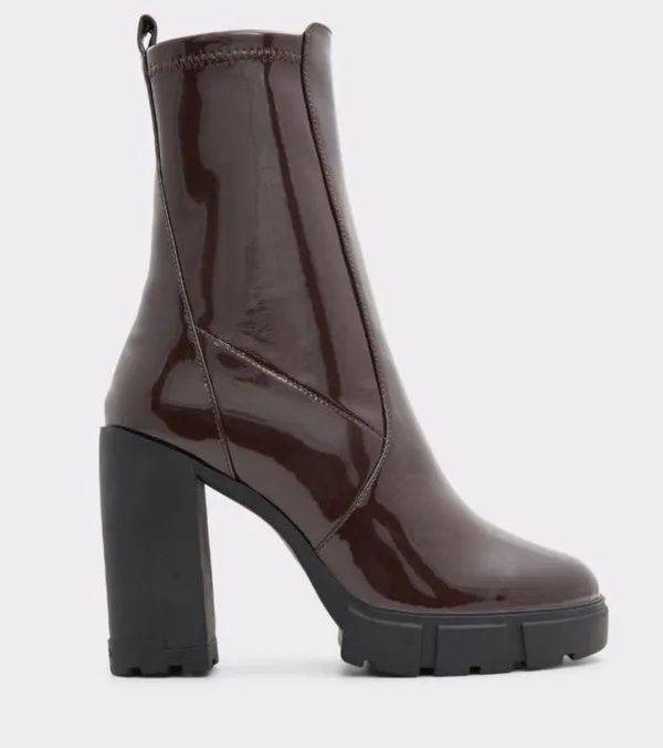 NEW ALDO Llana Women's Platform Heeled Ankle Boots Chocolate Brown - Image 3