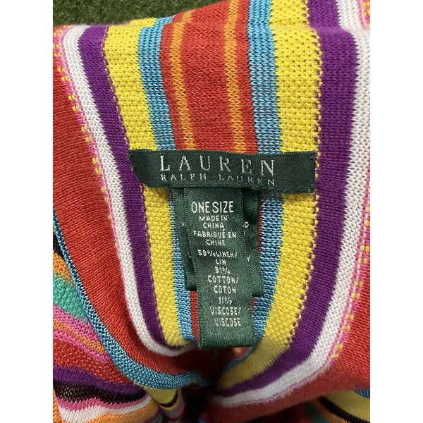 LAUREN RALPH LAUREN Rainbow Serape Blanket Open Front Linen Blend Cardigan OSFM - Image 6
