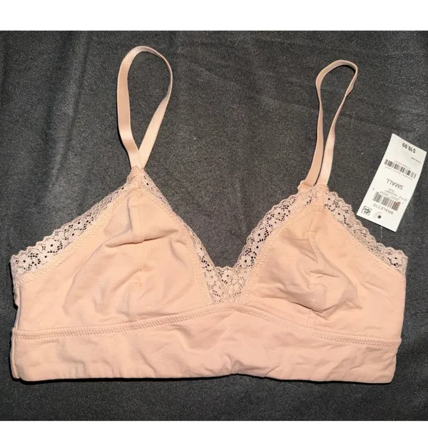 Jenni Intimates Womens Lace Trim Bralette Chai Peach Small 100120857 NWT - Image 2