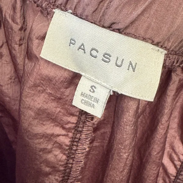 PacSun Mauve Brown Nylon Parachute Pants Wide Leg Streetwear MB7338 Small - Image 7