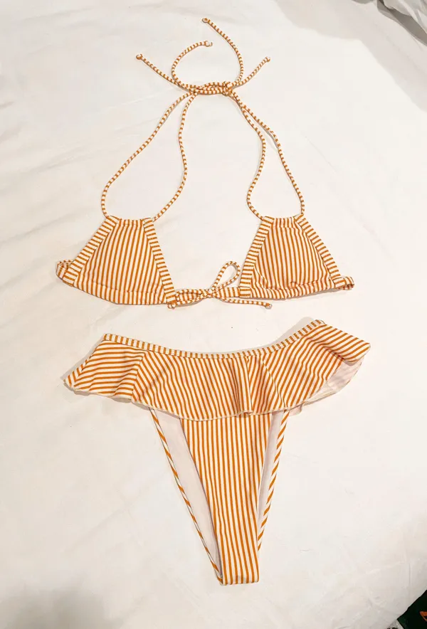Striped Bikini Set Orange - Image 6