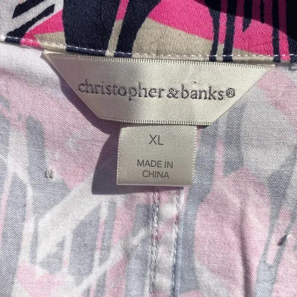 Christopher & Banks XL Pink/Black Multicolor Spring Weight zip collared Vest - Image 5
