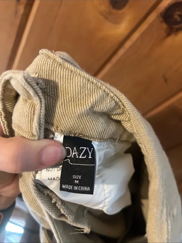 DAZY khaki denim overall shorts Tan Size M - Image 4