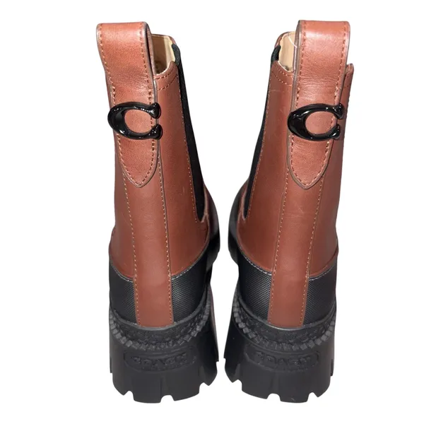 NEW Without Box Coach Jayla Brown Leather Lug Sole Chelsea Boot 5.5 - Image 4