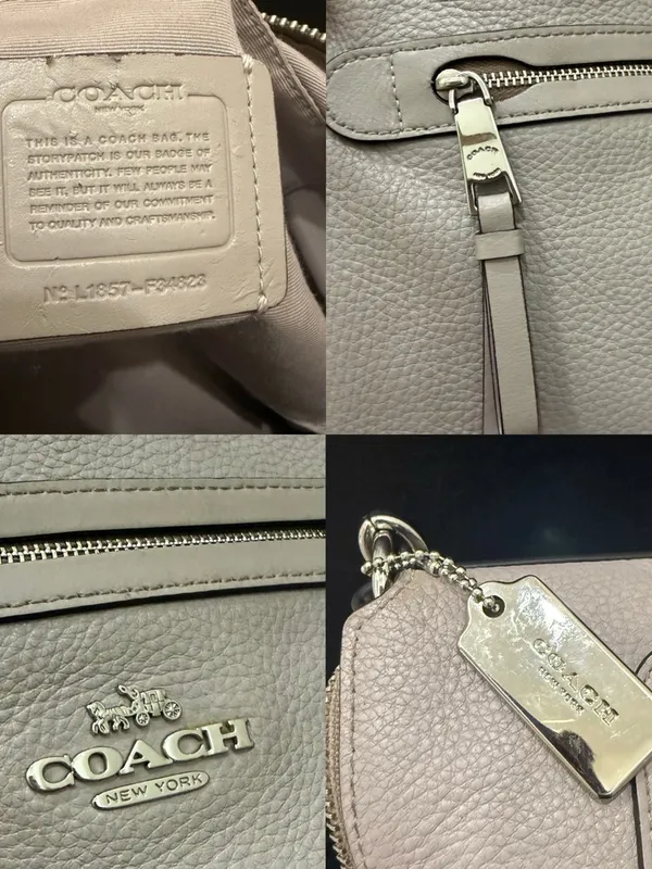 COACH F34823 Chalk Light Gray Pebbled Leather Mae File Crossbody Bag - Image 16