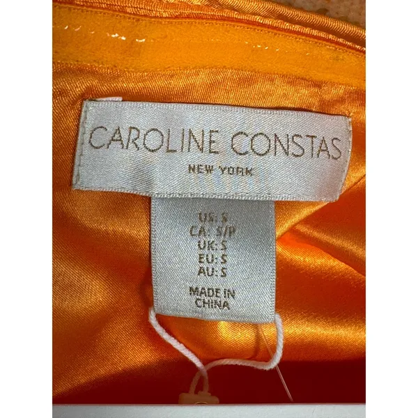 NWT Caroline Constas‎ Orange Sequin Halter Midi Dress Size S - Image 6