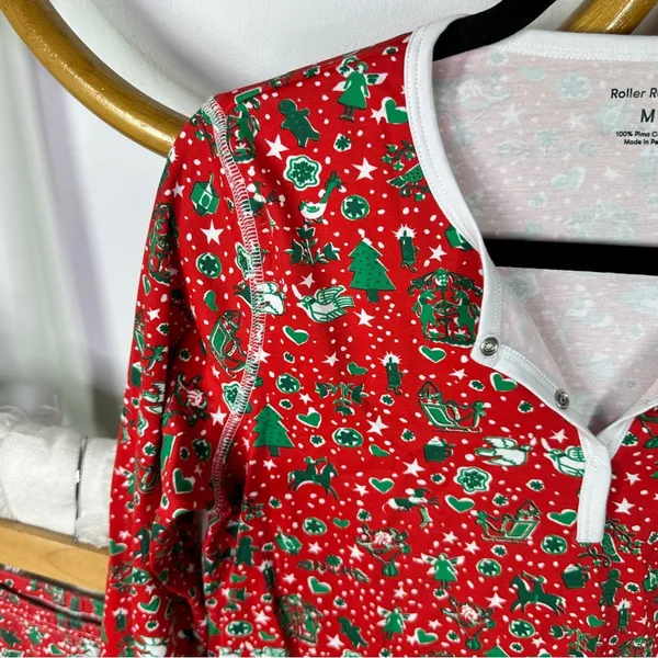 Roller Rabbit Red Christmas Pajama Set sz M - Image 4