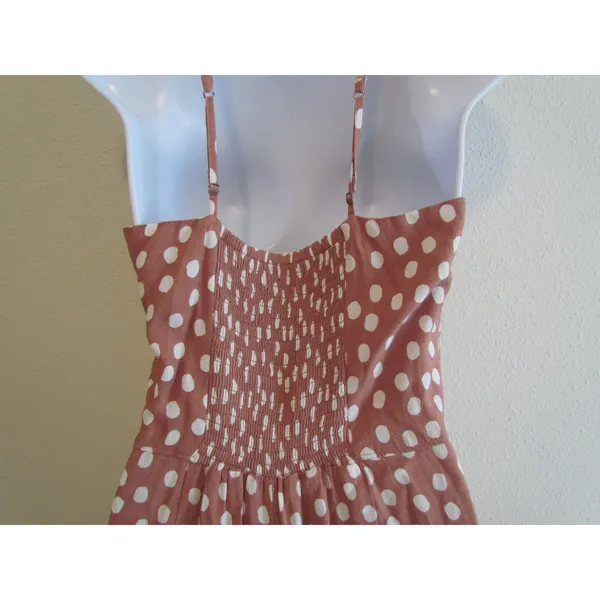 Abercrombie & Fitch Jumpsuit XS Mauve Polka Dot Halter Wide Leg Boho Summer - Image 12