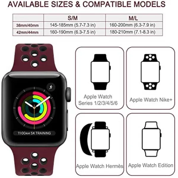 Silicone Sports Bands Replacement Compatible with Apple Watch 38mm/40mm M/L - Image 5