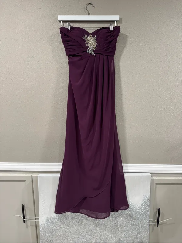 Morilee Strapless Plum Evening Gown Purple Size 2 - Image 2