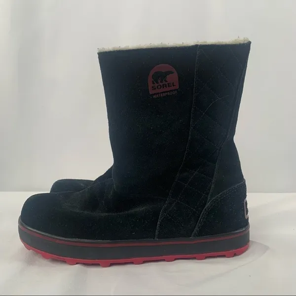 Sorel Glacy Suede‎ Pull On Winter Snow Boots in Black Size 8 - Image 4