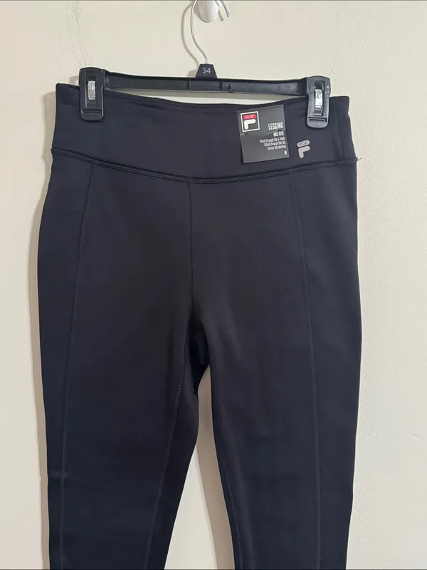 Fila Sport Neoprene Mid Rise Skinny Leg Seamed Leggings in Black size M - Image 3