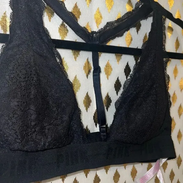 Victoria’s Secret PINK Bra black lace bralette size M - Image 3