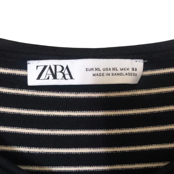 Zara Navy & White Striped Women’s Long Sleeve Size XL - Image 4