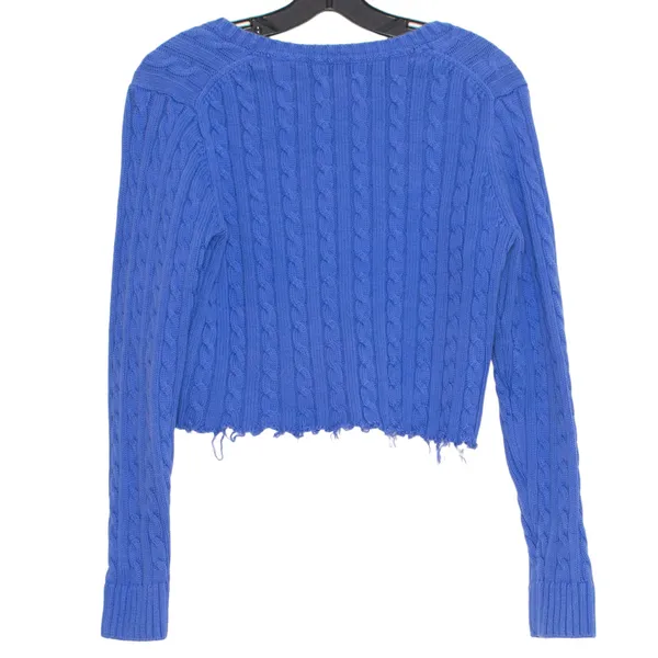 LL Bean Cable Knit Sweater Crop Distressed Grunge Fisherman Coastal Grandma M - Image 2