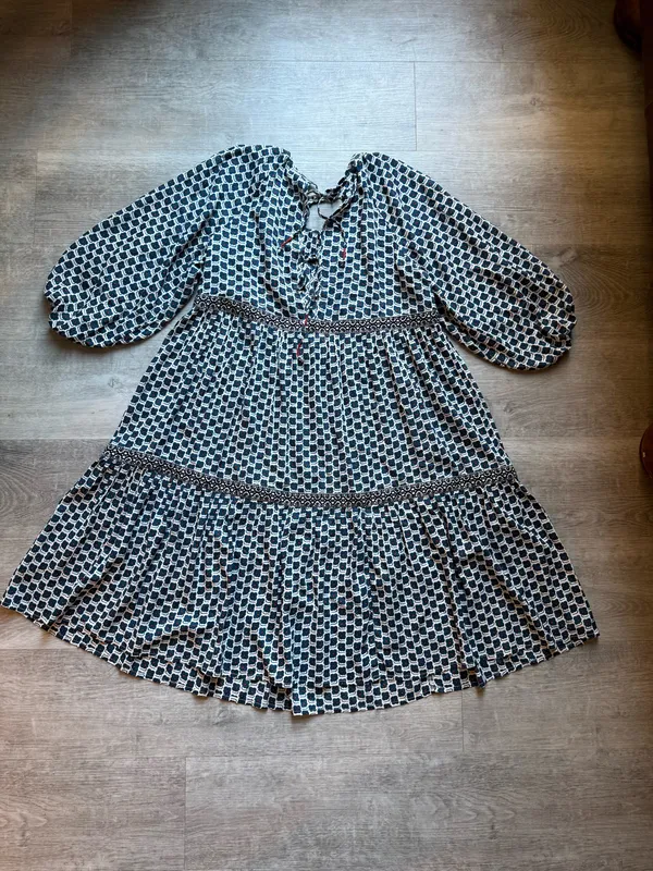 Anthropologie Floral Tiered Balloon Sleeves Loose Bohemian Dress Size XS Tie - Image 12