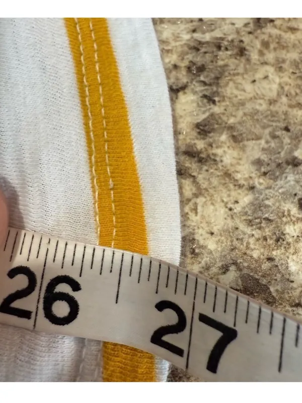 Old Navy White and Yellow Striped Short Sleeve Tee — Casual Crewneck - Image 4