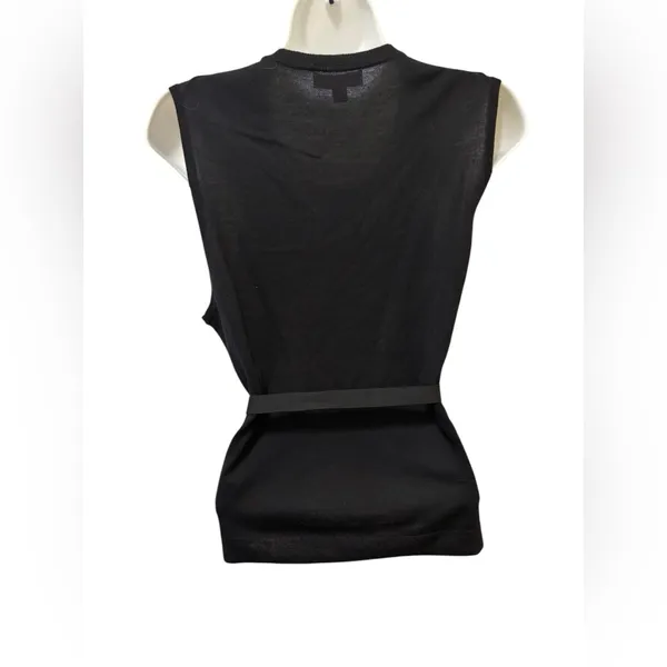 J. Crew 100% Merino Wool Belted Sweater Shell Black Sz L Classic Academia Casual - Image 3