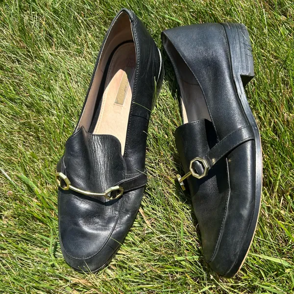 Black Louise et Cie Loafers With Gold Buckle - Image 2