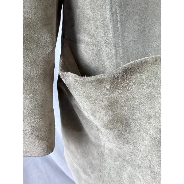 J. Jill Womens Olive Green 100% Calfsuede Leather Satin Lined‎ Car Coat Size M - Image 8